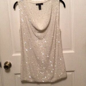 INC white sequin top